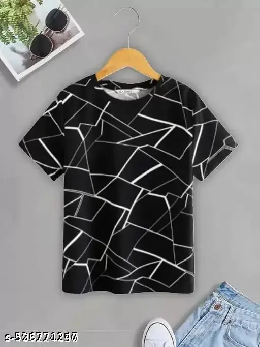 Black colour Printed casual t-shirt for men